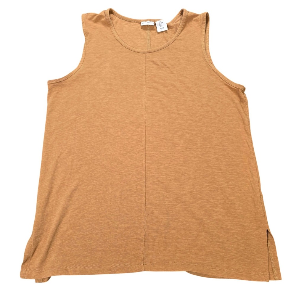 Max Studio Tank Top Women's Size‎ M Camel Brown Modal Cotton Blend Sleeveless